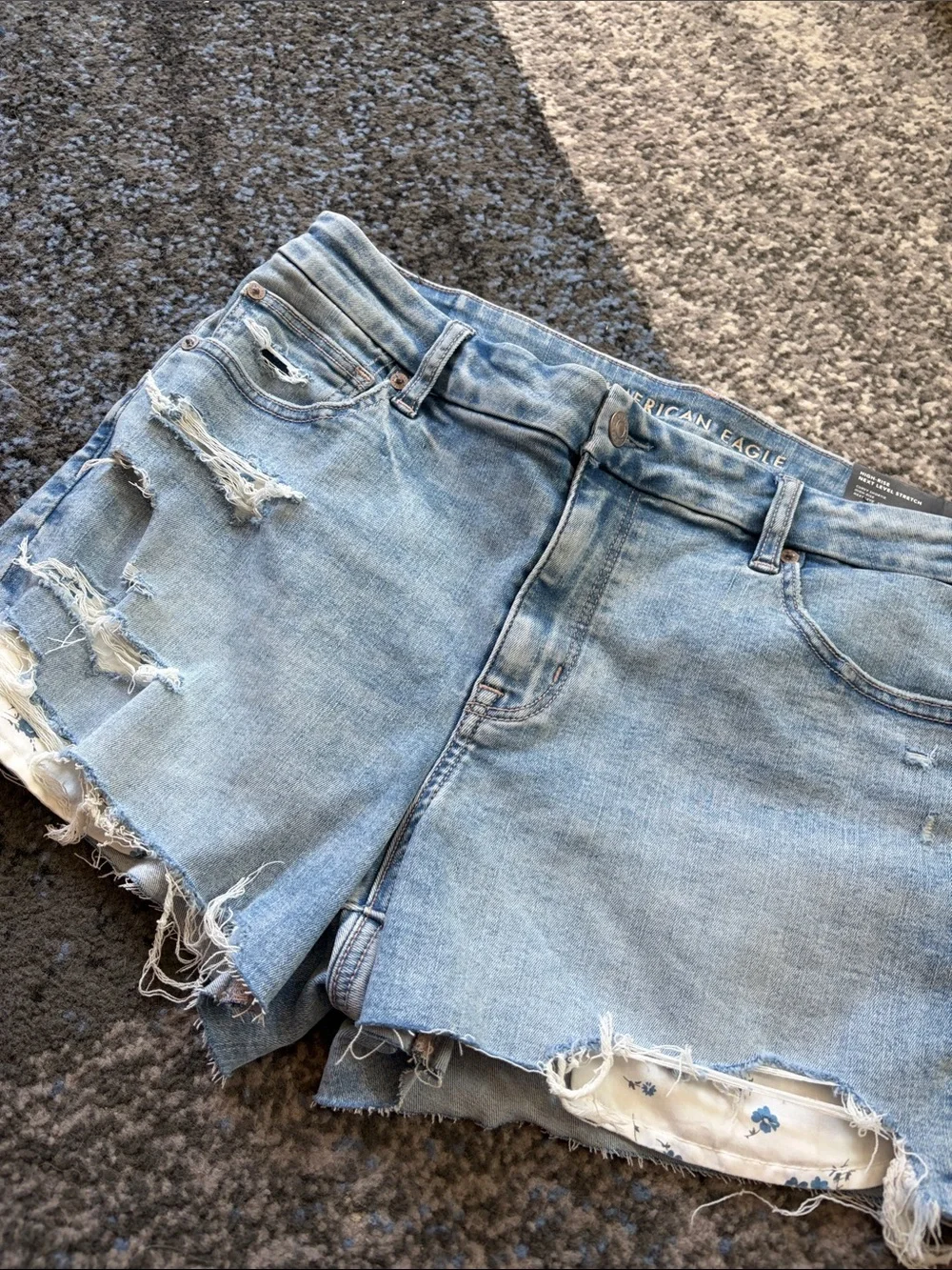American Eagle Outfitters Light Wash Distressed Denim Shorts